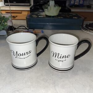 2 NEW FORMATION CA BRANDS COFFEE MUGS "Yours" & "Mine" NWT 16 oz each New